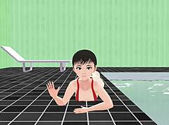 Anime Girl Swims In Tiny Bikini Nip Slip