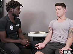 Black cop fucks straight teen first time