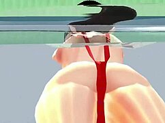 Anime Girl Swims In Tiny Bikini Nip Slip