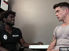 Black cop fucks straight teen first time