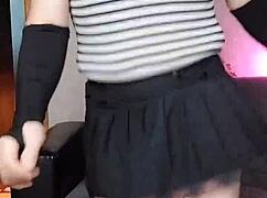 Sissy crossdresser rides big white ass