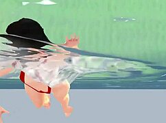 Anime Girl Swims In Tiny Bikini Nip Slip