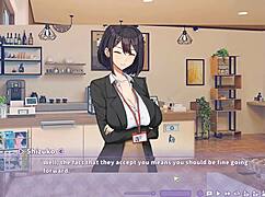 i'm so horny for summer clover's huge boobs in this harem hentai game ep 2 sexy boss offers a quikie