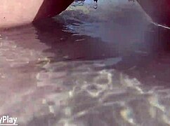 shaved pussy peeing on beach