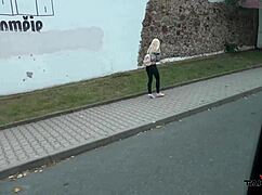 alluring blonde picked up and slammed hard in a van outdoors