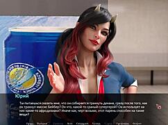 in this anime gameplay, the betrayed nympho whore dives into muff and gets fucked in ffm with big tits