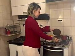 She prepares morning coffee in her favorite way.