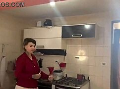 She prepares morning coffee in her favorite way.