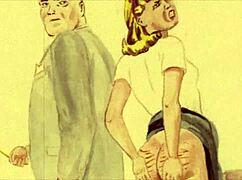 Vintage erotic drawing from retro, comic, cartoon, antique, anime, hentai