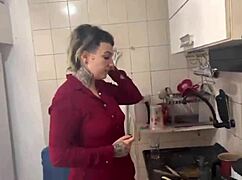 She prepares morning coffee in her favorite way.