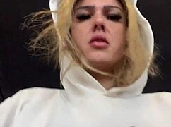 crossdresser gets horny in gym with see-through shirt showing hard nipples