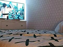 this guy sits hard on a big black cock bareback