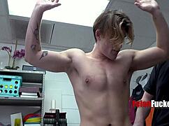 Handsome Thief Turned into Gay Sex Slave with Huge Cock in Bareback Taboo Encounter