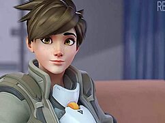 Hey, tracer swallows cum in this cartoon scene! 😏🍆