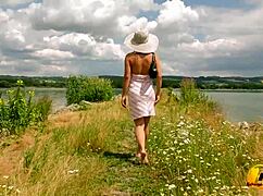 First sunny day, I’m touching myself by the lake