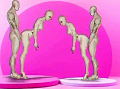 Twins fucking girls hard in wild cartoon action.