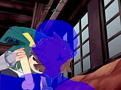 konosuba yaoi shows kazuma sucking with cum dripping in hot anime