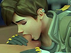 Hey, tracer swallows cum in this cartoon scene! 😏🍆