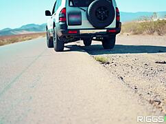 Fitness model takes creampie in daring public spot