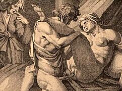 Vintage erotic illustration with bold retro anime style