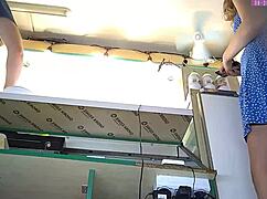 yo, caught my blonde step sis upskirt at work!