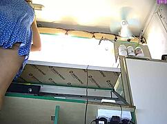 yo, caught my blonde step sis upskirt at work!