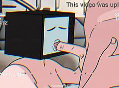 TV woman and cameraman in intense Skibidi Toilet sex animation.