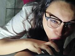 that nerd slut getting her mouth fucked and facial