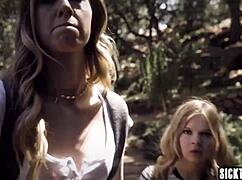 haley reed and coco lovelock lick pussy then suck a guy's big hard cock