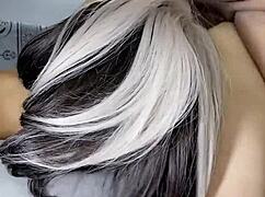 Lesbian girlfriend tries cock first time in 3some doggystyle group