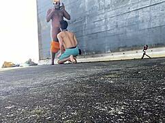 Daddyblackxxx1 Fucks Ericsockz Outdoors In The Park.