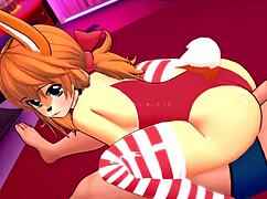 Dressed Hot In Bikini Cosplay Costume On Hotel Bed Uncensored 3D Cartoon