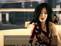 Footjob in a restaurant with sexy 3D cartoon outfit—damn, so hot! 😘