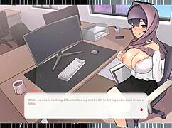 My boss teases me with her massive tits in this hentai game