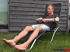 Gay twink foot tugging hunk