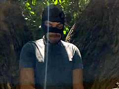 Two Motorcyclists Fuck Behind Bushy Factory