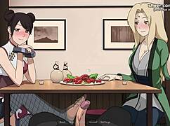 Hey, Tsunade and Tenten give handjobs in a public restaurant scene!
