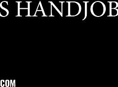 Aubry Flashes Tits in Miniskirt, Gets Handjob on Sofa