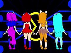pacman ghost girls dance in three phases at 1080p