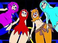 pacman ghost girls dance in three phases at 1080p
