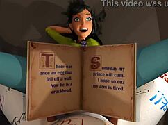 horny brunette deepthroats big cock in 3d