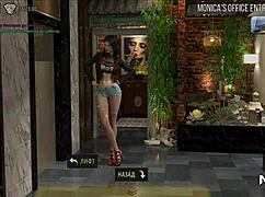 Oiled model dances seductively in 3D anime game scene