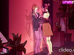 Anime femdom dominates big ass cock in hentai.