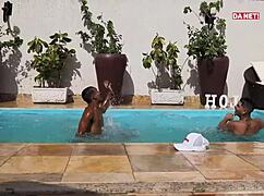 Me and my buddy, we totally banged this dude at pool party