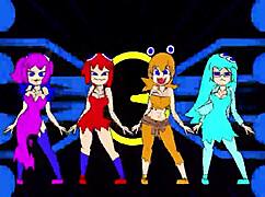 pacman ghost girls dance in three phases at 1080p