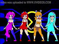 pacman ghost girls dance in three phases at 1080p