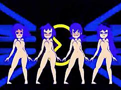 pacman ghost girls dance in three phases at 1080p