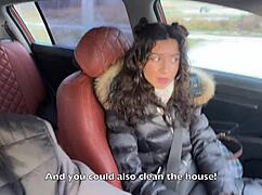 Risky public sex in the car ends with huge cum on face. Metro cumwalk follows!