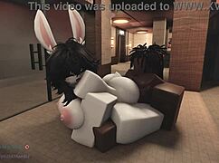 Bunny rides hard in wild cartoon POV with big ass action