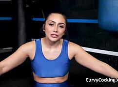 Teen gags on cock during gym workout suck!